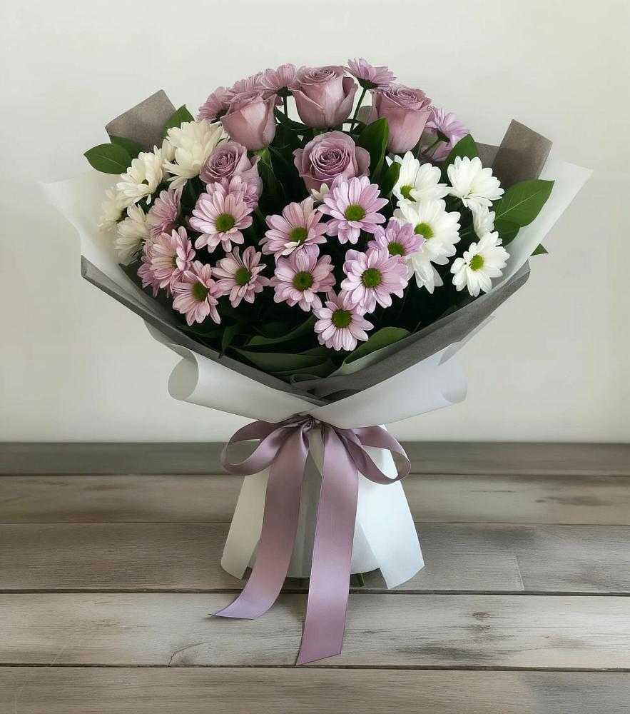 Букет цветов из: Хризантемы и Розы в Инжавино
