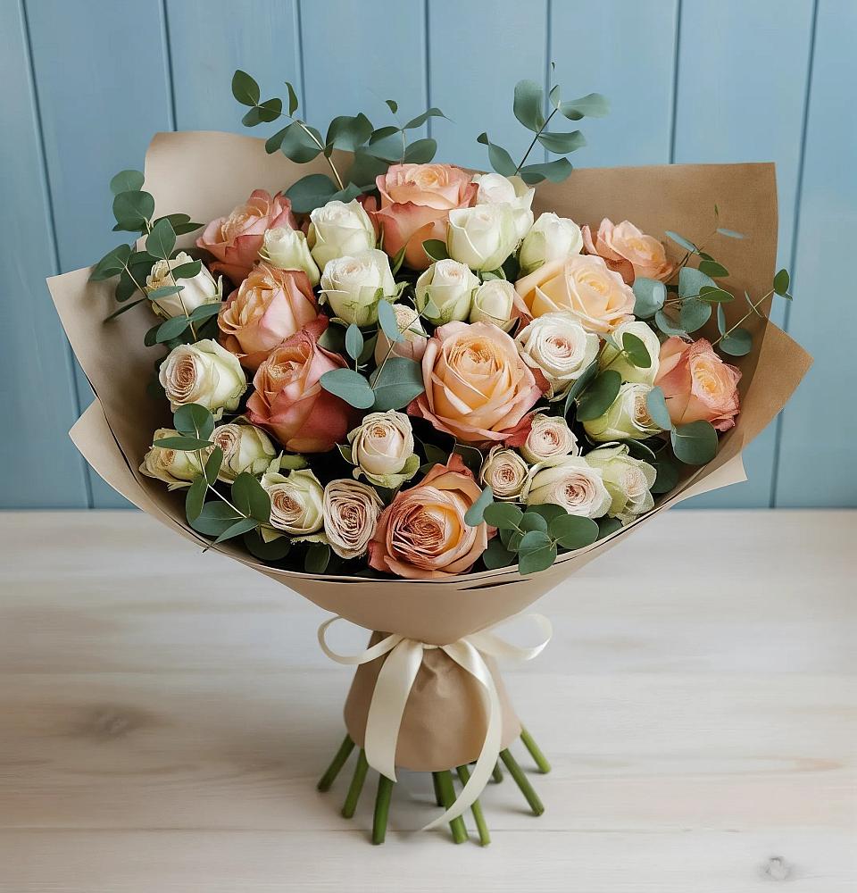 Букет цветов из: Альстромерии и Розы в Инжавино