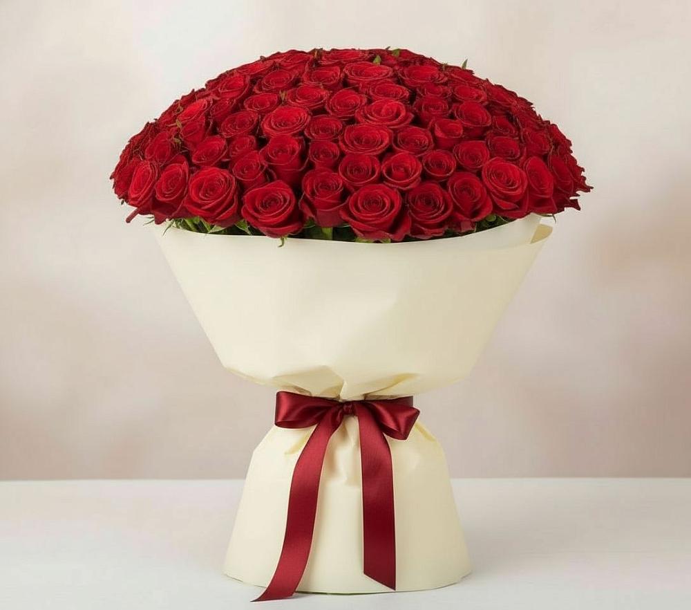 Букет 101 Красная роза Милано в Инжавино