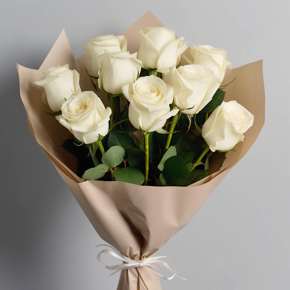 Букет 9 Белых роз Эдлесс Лав в Инжавино