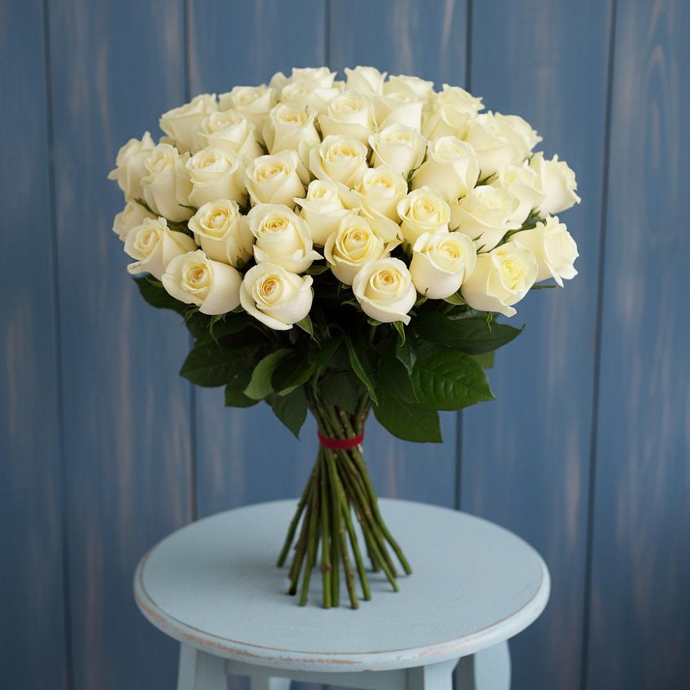 Букет 51 Белая роза Эдлесс Лав в Инжавино
