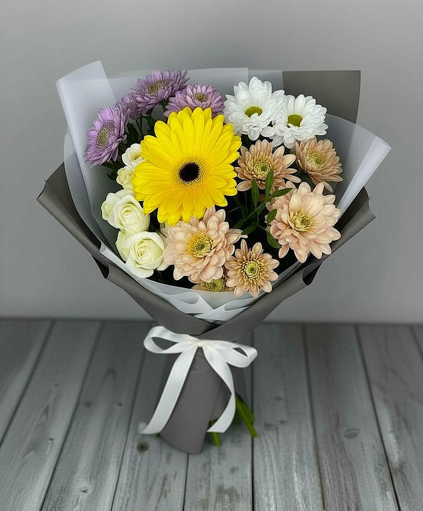 Букет цветов из: Розы, Герберы и Хризантемы в Инжавино