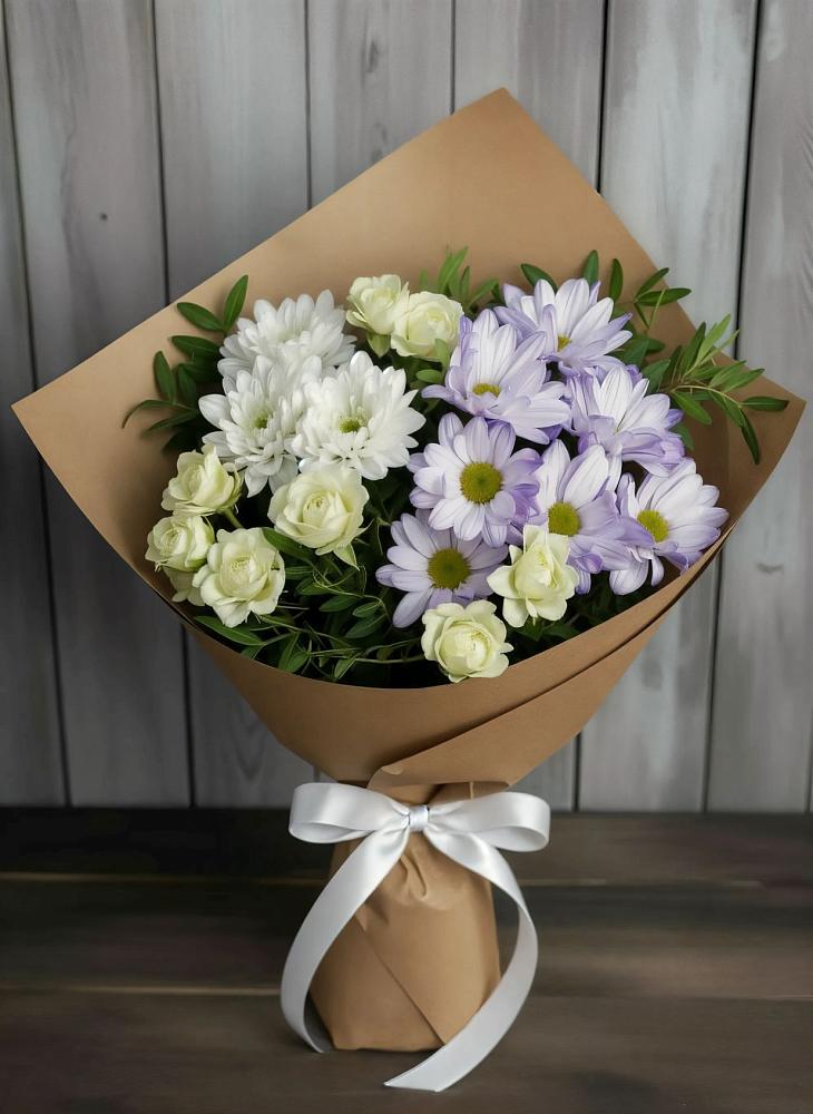 Букет цветов из: Хризантемы и Розы в Инжавино